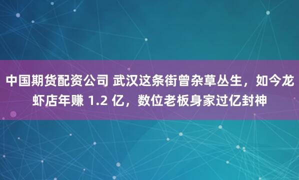中国期货配资公司 武汉这条街曾杂草丛生，如今龙虾店年赚 1.2 亿，数位老板身家过亿封神